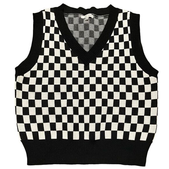 Love Tree Womens Checkered Sweater Vest sz Medium 0332 - Picture 1 of 4